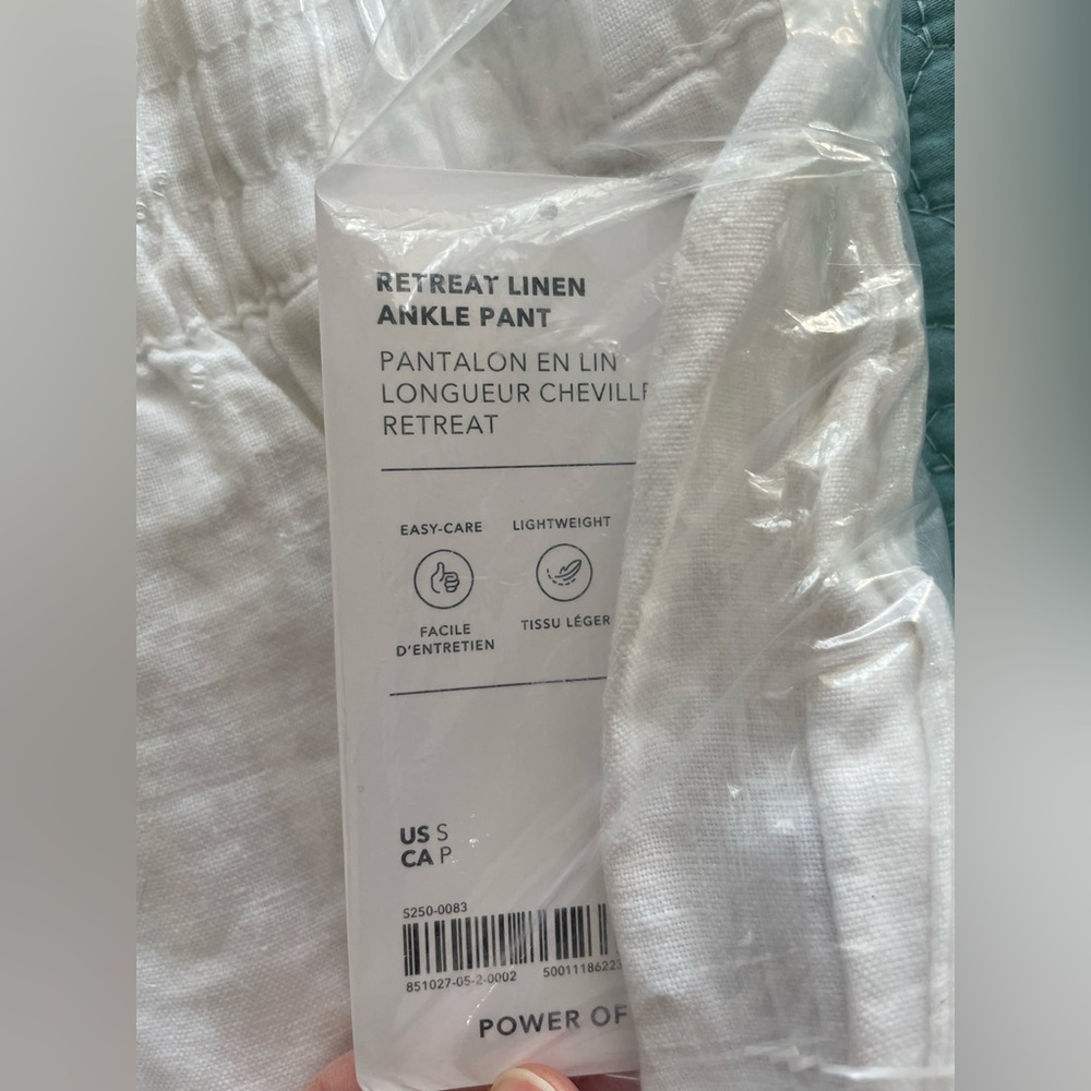 NWT Athleta Retreat Linen Ankle Pants- white - Picture 2 of 5